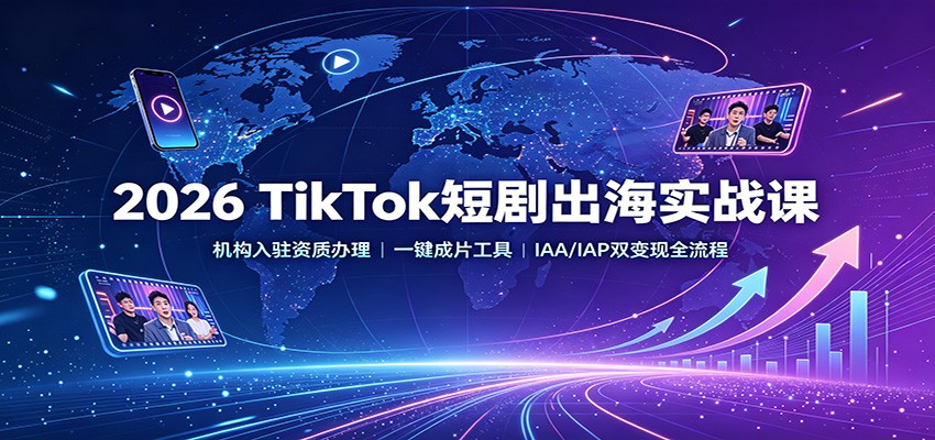 2026 TikTok短剧出海实战课：机构入驻资质办理，一键成片工具，IAA/IAP双变现全流程-超级会员网