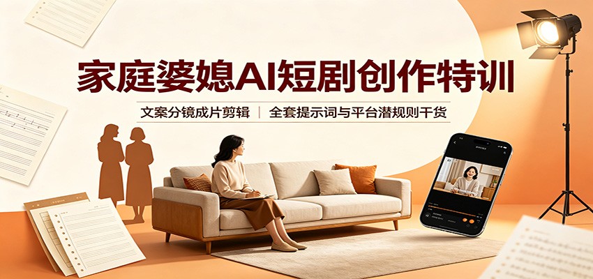 家庭婆媳AI短剧创作特训：文案分镜成片剪辑，全套提示词与平台潜规则干货-超级会员网