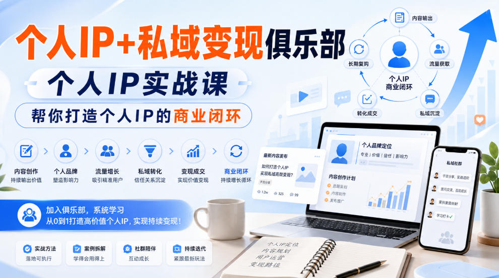 个人IP+私域变现俱乐部，个人IP实战课，帮你打造个人IP的商业闭环-超级会员网