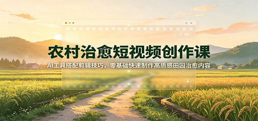 农村治愈短视频创作课：AI工具搭配剪辑技巧，零基础快速制作高质感田园治愈内容-超级会员网