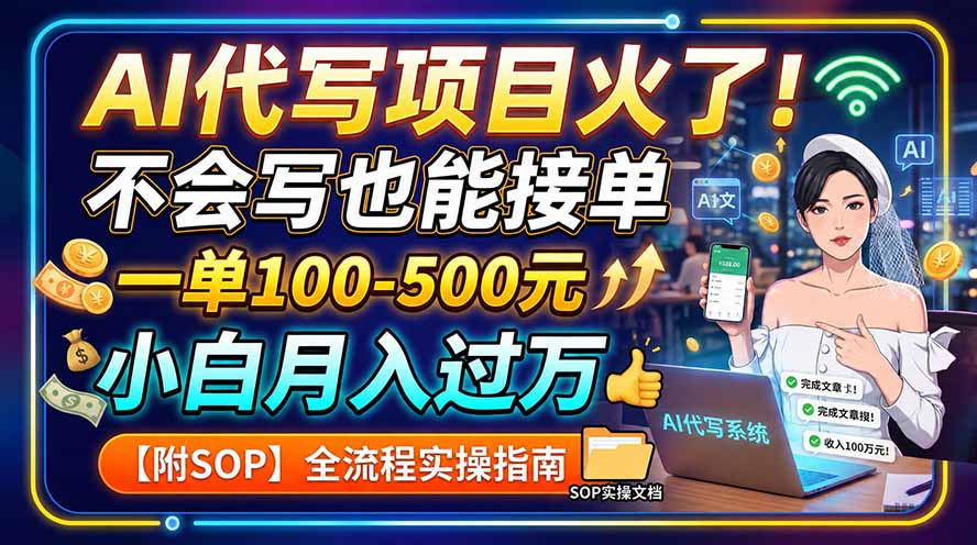 AI代写项目火了！不会写也能接单，一单100-500元，小白月入过万【附SOP】-超级会员网