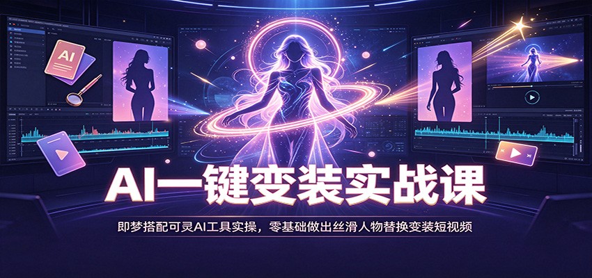 AI一键变装实战课：即梦搭配可灵AI工具实操，零基础做出丝滑人物替换变装短视频-超级会员网
