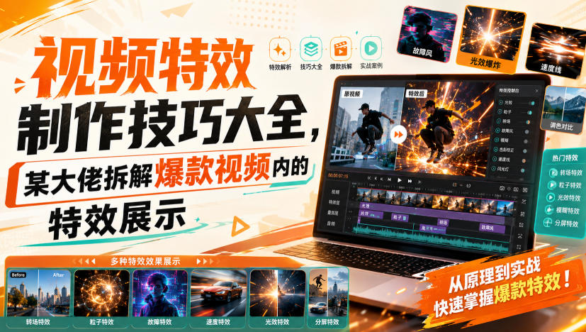 视频特效制作技巧大全，某大佬拆解爆款视频内的特效展示-超级会员网