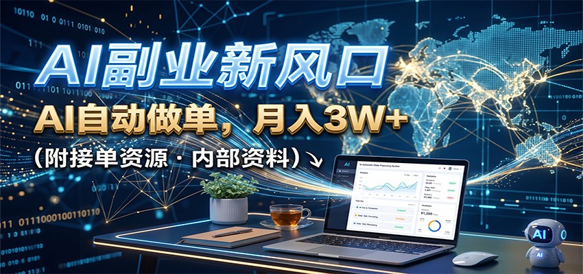 AI副业新风口，AI自动做单，月入3W+，附接单资源-超级会员网
