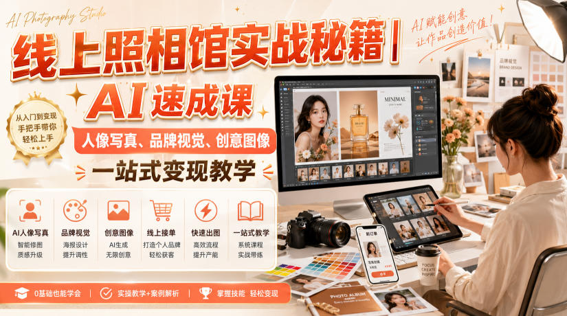 线上照相馆实战秘籍｜AI速成课，人像写真、品牌视觉、创意图像一站式变现教学-超级会员网