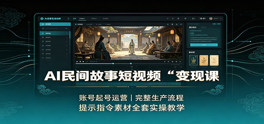 AI民间故事短视频变现课：账号起号运营，完整生产流程，提示指令素材全套实操教学-超级会员网