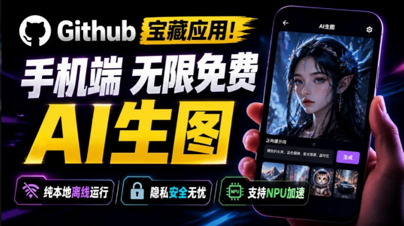 Github宝藏应用！手机端无限免费AI生图，纯本地离线运行，支持NPU加速斩获3.1k stars，local-dream-超级会员网
