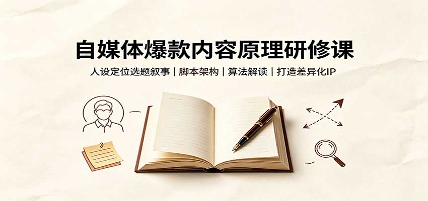 自媒体爆款内容原理研修课：人设定位选题叙事，脚本架构，算法解读打造差异化IP-超级会员网
