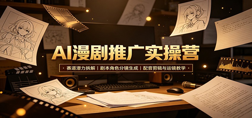 AI漫剧推广实操营：赛道潜力拆解，剧本角色分镜生成，配音剪辑与运镜教学-超级会员网