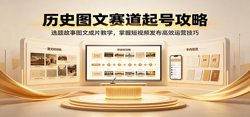 历史图文赛道起号攻略：选题故事图文成片教学，掌握短视频发布高效运营技巧-超级会员网
