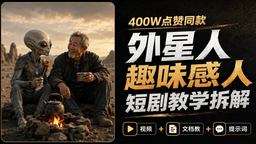 400W点赞同款外星人趣味感人短剧教学拆解，视频+文档教+提示词-超级会员网