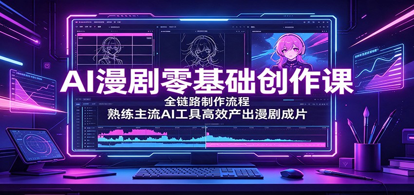 AI漫剧零基础创作课：全链路制作流程，熟练主流AI工具高效产出漫剧成片-超级会员网