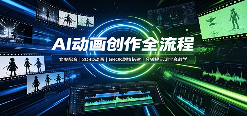 AI动画创作全流程：文案配音，2D3D动画，GROK剧情搭建，分镜提示词全套教学-超级会员网