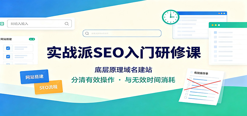实战派SEO入门研修课：底层原理域名建站，分清有效操作与无效时间消耗-超级会员网