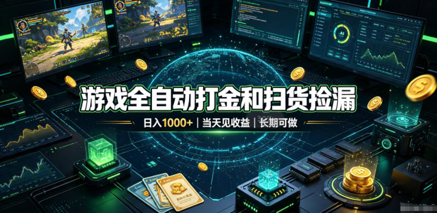 游戏全自动打金和扫货捡漏，日入1k+，当天见收益，长期可做！【揭秘】-超级会员网
