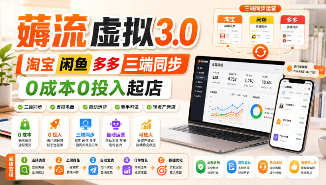 绅白不白·薅流虚拟3.0丨淘宝闲鱼多多三端同步丨0成本0投入起店-超级会员网
