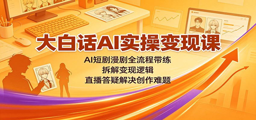 大白话AI实操变现课：AI短剧漫剧全流程带练，拆解变现逻辑，直播答疑解决创作难题-超级会员网
