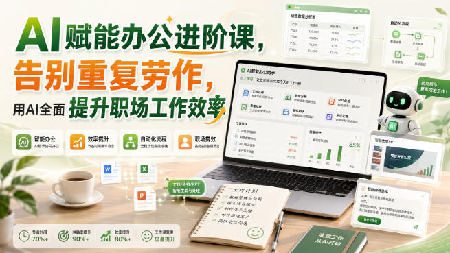 AI赋能办公进阶课，告别重复劳作，用AI全面提升职场工作效率-超级会员网
