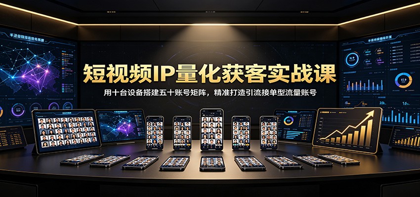 短视频IP量化获客实战课：用十台设备搭建五十账号矩阵，精准打造引流接单型流量账号-超级会员网