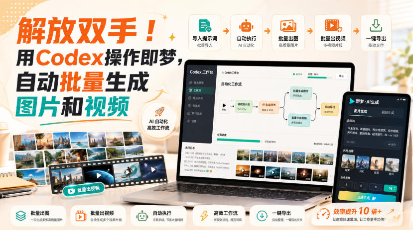 解放双手！用Codex操作即梦，自动批量生成图片和视频-超级会员网