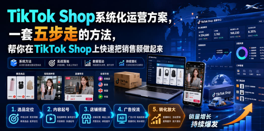 TikTok Shop系统化运营方案，一套五步走的方法，帮你在TikTok Shop上快速把销售额做起来【原创双语字幕】-超级会员网