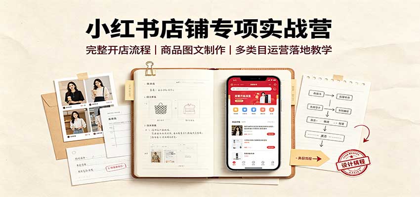 小红书店铺专项实战营：完整开店流程，商品图文制作，多类目运营落地教学-超级会员网