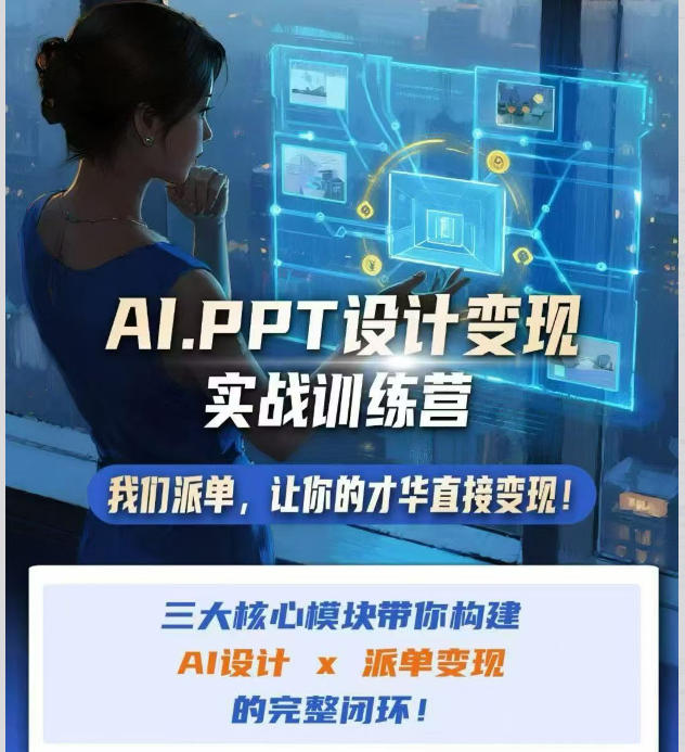 AI+PPT设计变现实战训练营，我们派单，让你的才华直接变现，三大核心模块带你构建Al设计x派单变现的完整闭环-超级会员网