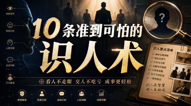 付费文章：10条准到可怕的识人术-超级会员网