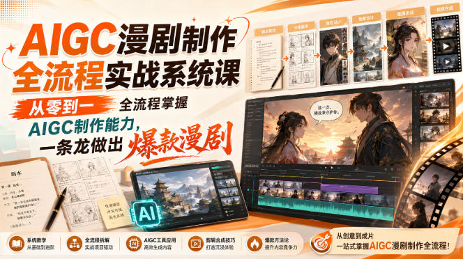 AIGC漫剧制作全流程实战系统课，从零到一全流程掌握AIGC制作能力，一条龙做出爆款漫剧-超级会员网