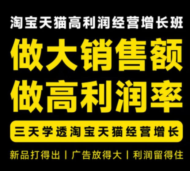 天猫淘宝高利润经营增长班杭州线下课31期8月22-24日，做大销售额做高利润率，三天学透淘宝天猫经营增长-超级会员网