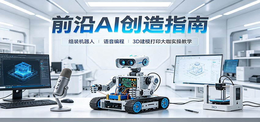 前沿AI创造指南：组装机器人、语音编程、3D建模打印大咖实操教学-超级会员网