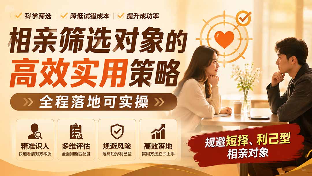 付费文章：相亲筛选对象的高效实用策略，全程落地可实操，规避短择、利己型相亲对象-超级会员网