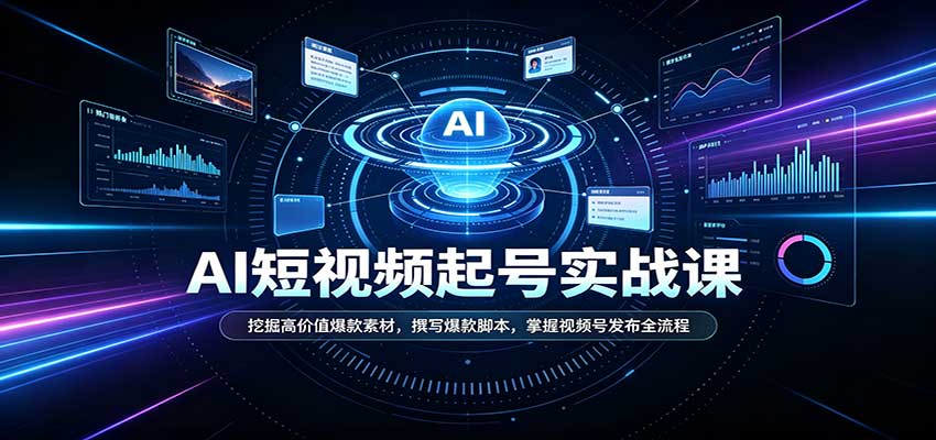 短视频AI起号实战课：挖掘高价值爆款素材，撰写爆款脚本，掌握视频号发布全流程-超级会员网
