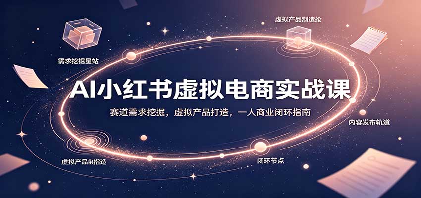 AI小红书虚拟电商实战课：赛道需求挖掘，虚拟产品打造，一人商业闭环指南-超级会员网