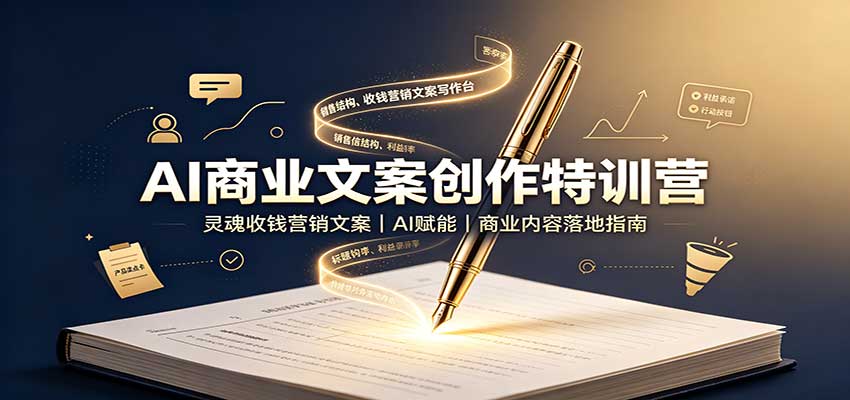 AI商业文案创作特训营：灵魂收钱营销文案，AI赋能，商业内容落地指南-超级会员网