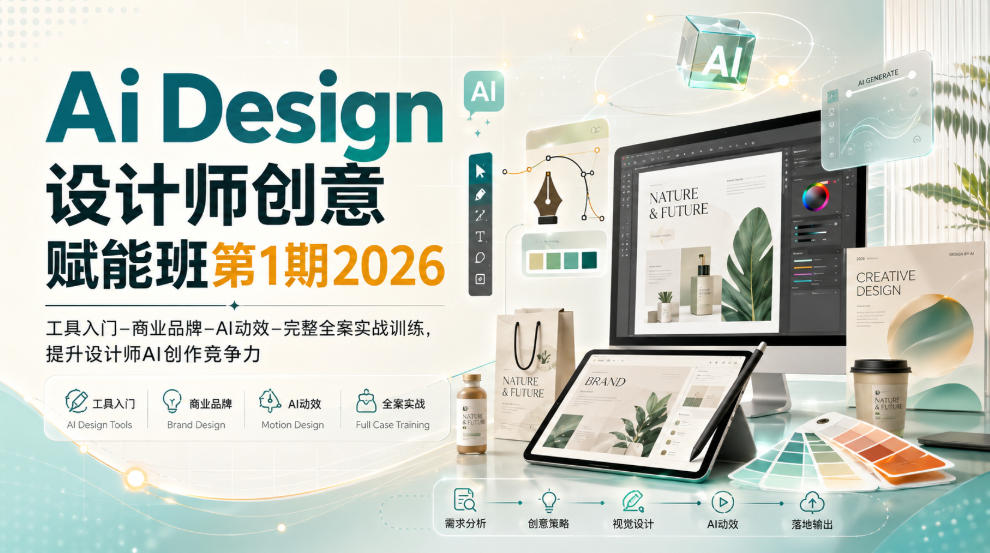 Ai Design设计师创意赋能班第1期2026｜工具入门‑商业品牌‑AI动效‑完整全案实战训练，提升设计师AI创作竞争力-超级会员网