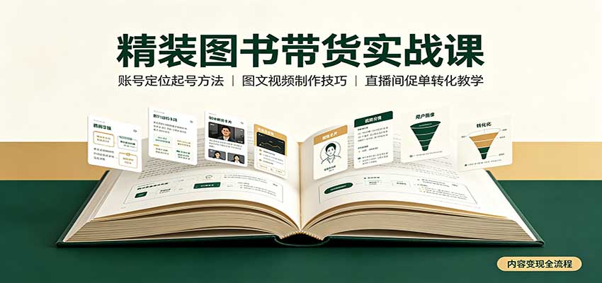 精装图书带货实战课：账号定位起号方法，图文视频制作，促单转化教学-超级会员网