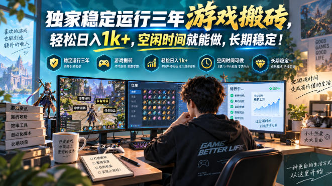 独家稳定运行三年游戏搬砖，轻松日入1k+，空闲时间就能做，长期稳定！【揭秘】-超级会员网