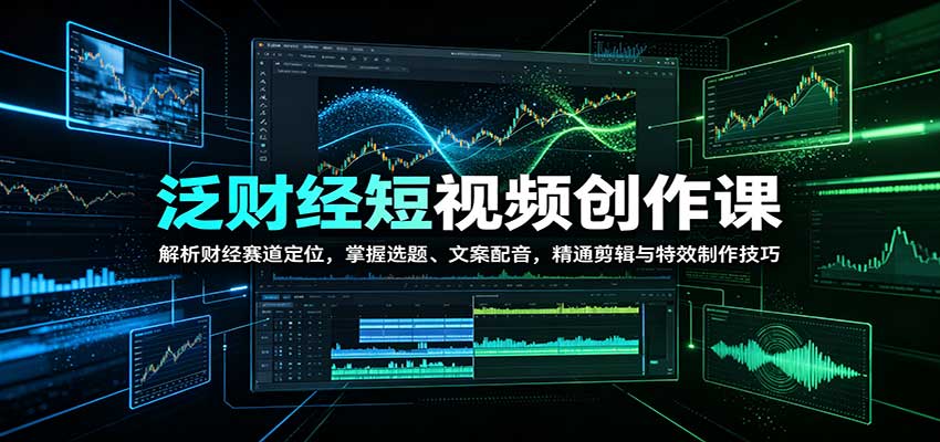 泛财经短视频创作课：解析财经赛道定位，掌握选题、文案配音，精通剪辑与特效制作技巧-超级会员网