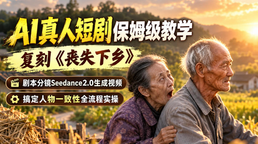 AI真人短剧保姆级教学，复刻《丧失下乡》，剧本分镜Seedance2.0生成视频，搞定人物一致性全流程实操-超级会员网