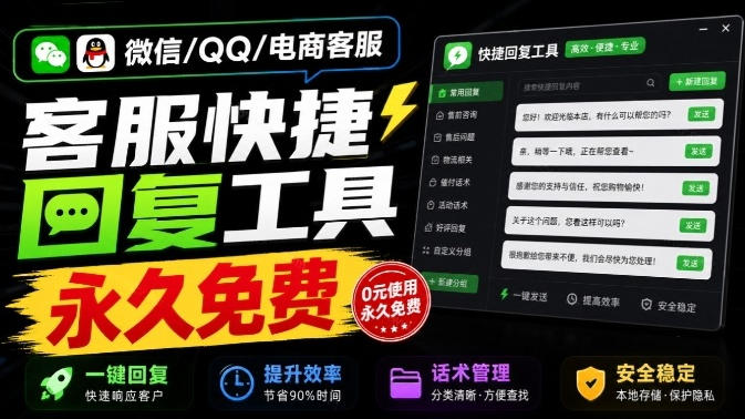 微信/QQ/电商客服快捷回复工具，支持多平台话术库与一键发送，永久免费，使用简单！易歪歪-超级会员网
