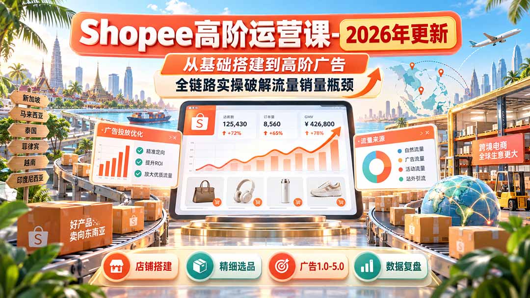 Shopee高阶运营课-更新9月，从基础搭建到高阶广告，全链路实操破解流量销量瓶颈-超级会员网