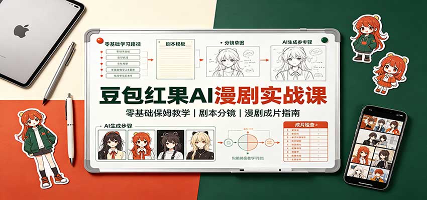 豆包红果AI漫剧实战课：零基础保姆教学，剧本分镜，漫剧成片指南-超级会员网