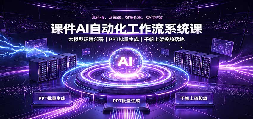 课件AI自动化工作流系统课：大模型环境部署，PPT批量生成，千帆上架投放落地-超级会员网