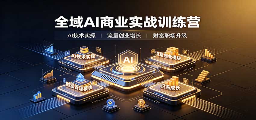 全域AI商业实战训练营：涵盖AI技术实操、流量创业、财富管理与职场成长全体系内容-超级会员网
