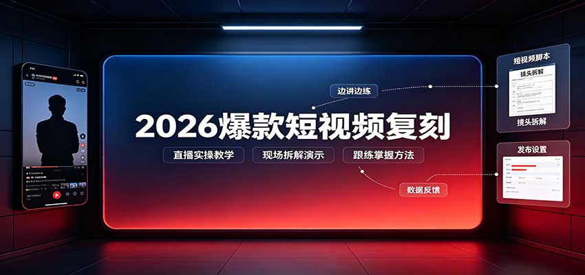 2026爆款短视频复刻：直播实操教学，配套文字文档掌握全流程-超级会员网