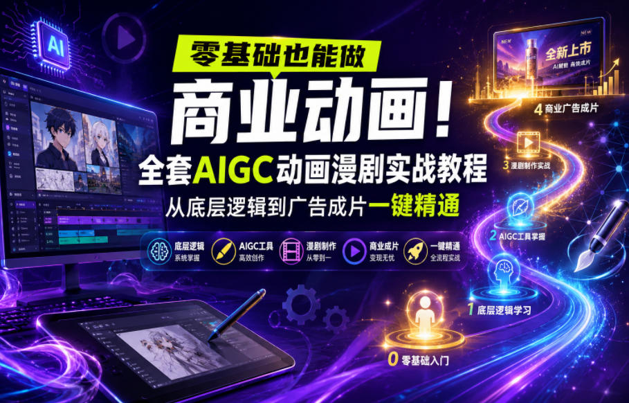 零基础也能做商业动画！全套AIGC动画漫剧实战教程，从底层逻辑到广告成片一键精通(更新0905)-超级会员网