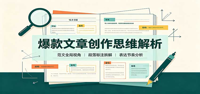 爆款文章创作思维解析：全局视角拆解范文，梳理行文逻辑，搭配真实拆文实操案例-超级会员网