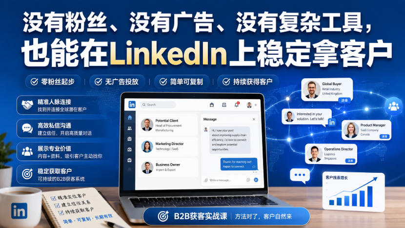 没有粉丝、没有广告、没有复杂工具，也能在LinkedIn上稳定拿客户【原创双语字幕】-超级会员网