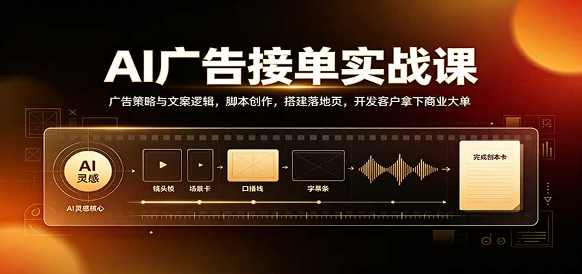 AI广告接单实战：广告策略与文案逻辑，脚本创作，搭建落地页，开发客户拿下商业大单-超级会员网